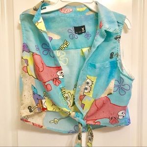 Spongebob Button Up Crop Top